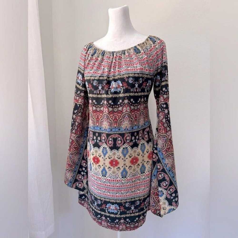 2 Hearts Paisley Print Bell Sleeve Mini Dress - image 5