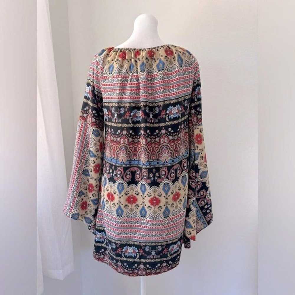 2 Hearts Paisley Print Bell Sleeve Mini Dress - image 6