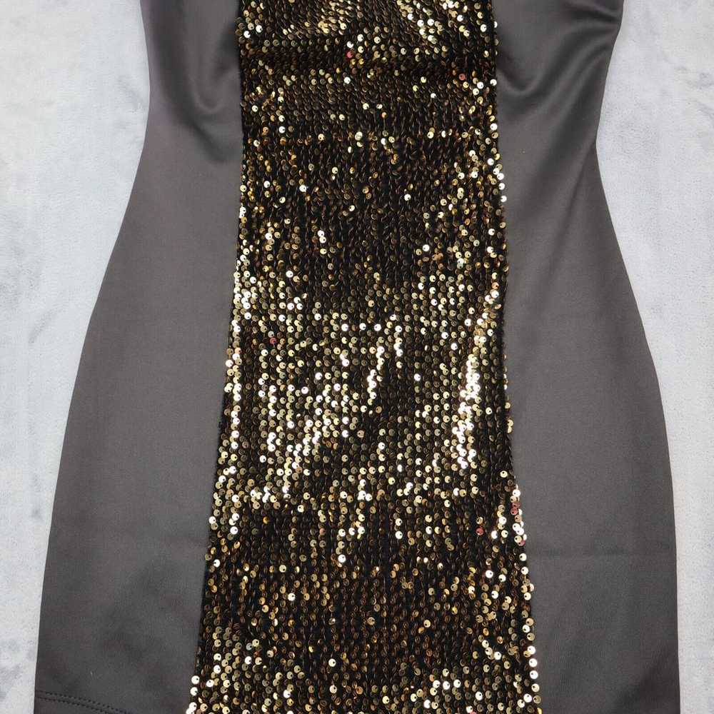 Kim Cine Dress Womens M Black Gold Strapless Sequ… - image 8