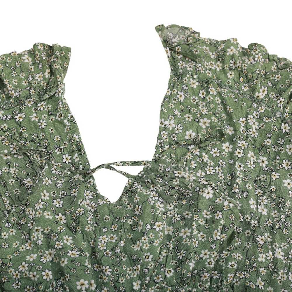 GiGio green floral Jumpsuit flowy ruffle hem size… - image 7