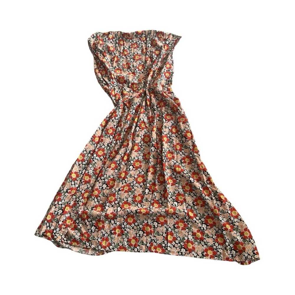 J. Crew Mercantile Floral Midi Wrap Dress Size La… - image 2