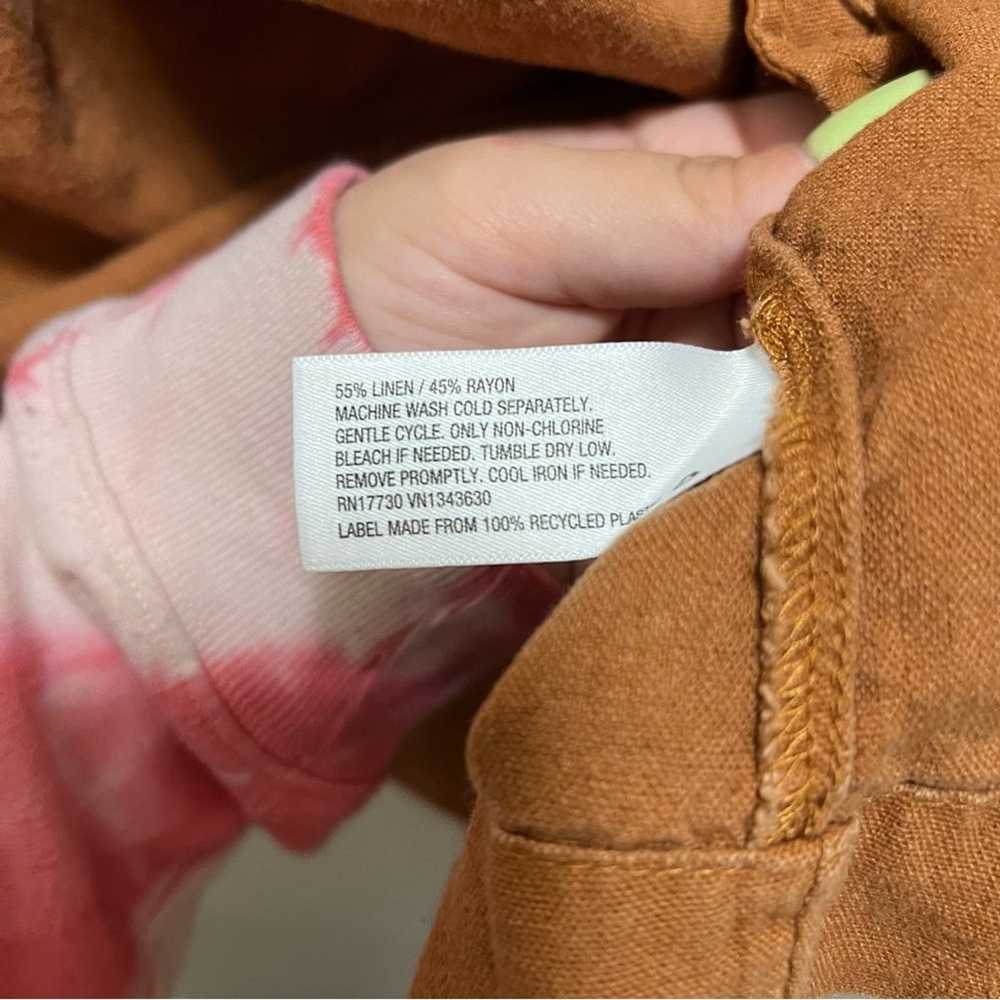 A New Day Linen Brown Shift Dress Ruffle Sleeve S… - image 7