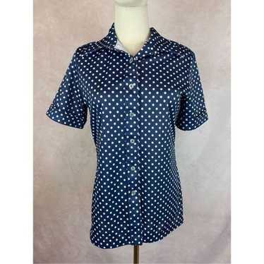 Vintage Mod 70s Polka Dot Dagger Collar Shirt - image 1