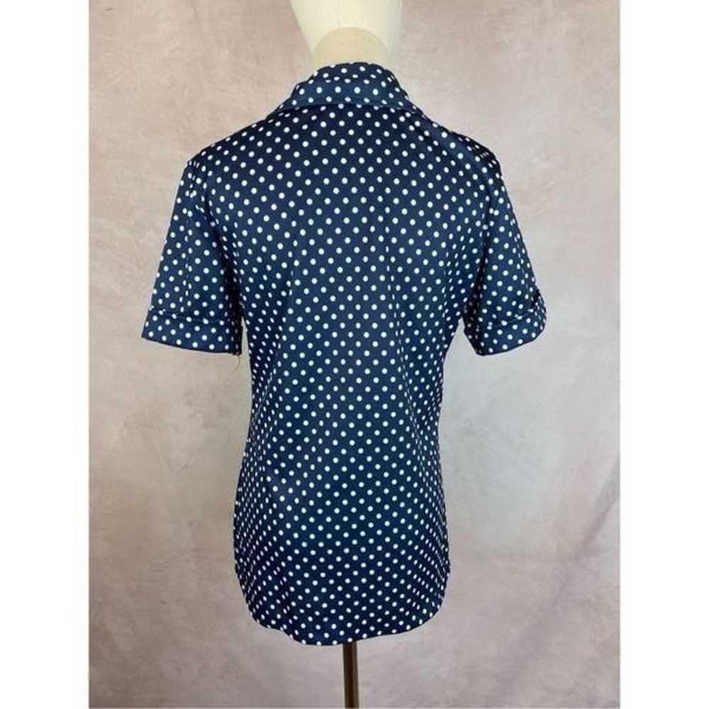 Vintage Mod 70s Polka Dot Dagger Collar Shirt - image 4