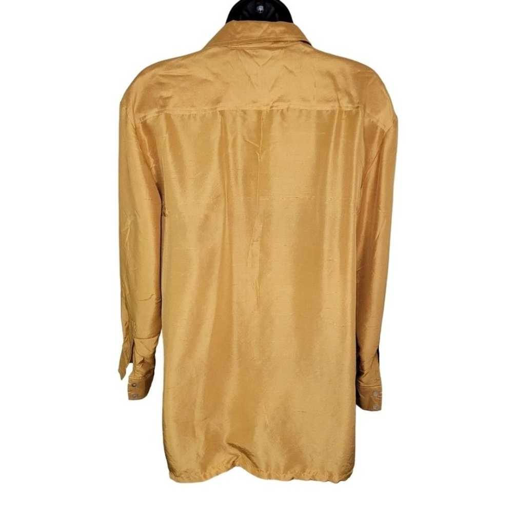 Robbie Bee Vintage Gold Silk Button-up Blouse Top… - image 2