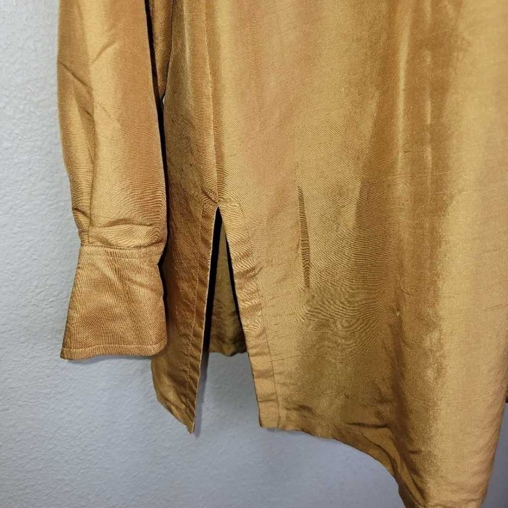 Robbie Bee Vintage Gold Silk Button-up Blouse Top… - image 4