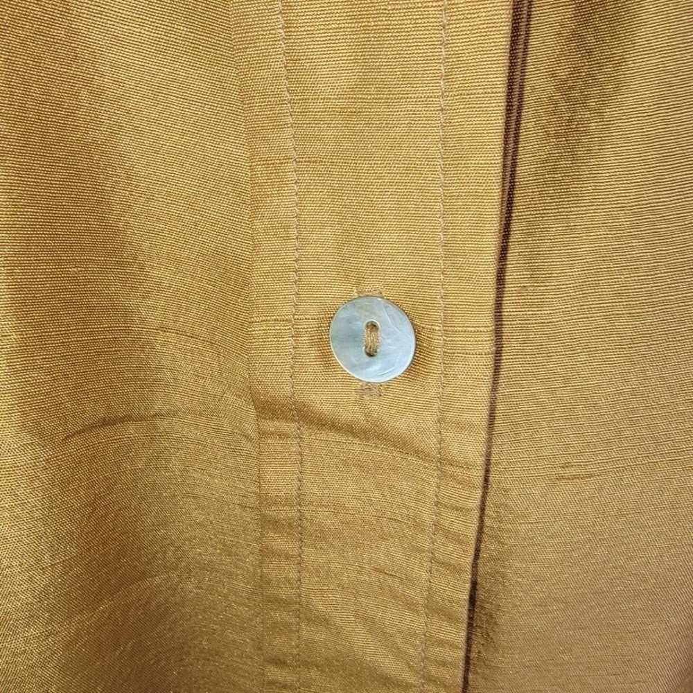 Robbie Bee Vintage Gold Silk Button-up Blouse Top… - image 6