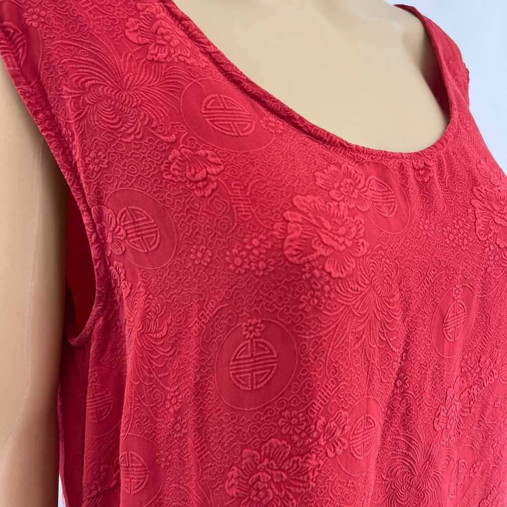 Y2K VINTAGE XL Half Moon Bay Red 100% Silk Chines… - image 1