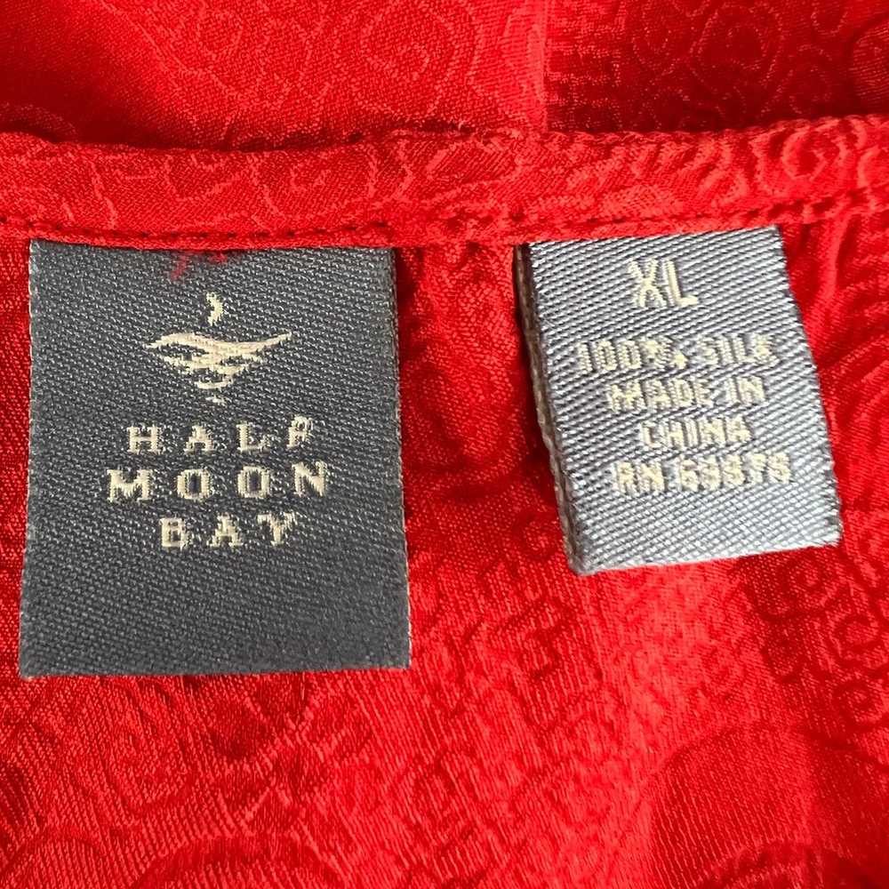 Y2K VINTAGE XL Half Moon Bay Red 100% Silk Chines… - image 5