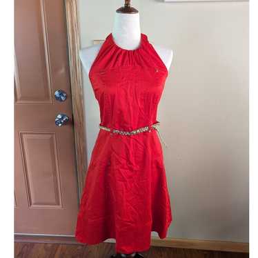 6 Calvin Klein Red Halter Dress