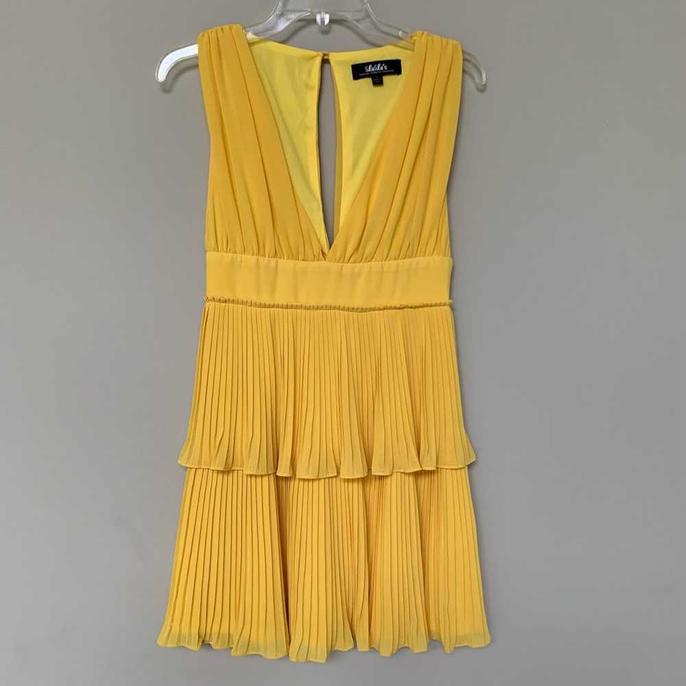 Lulus yellow pleated tiered mini dress sleeveless… - image 1