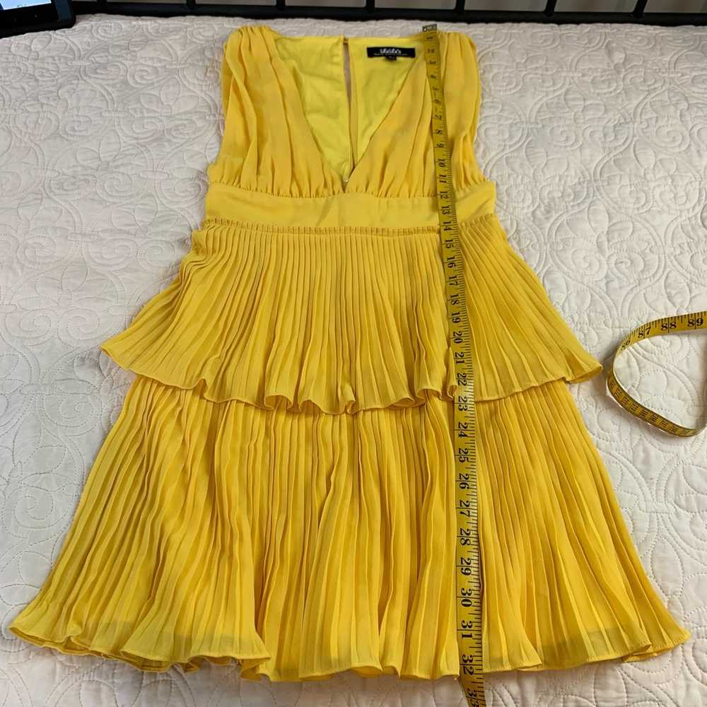 Lulus yellow pleated tiered mini dress sleeveless… - image 6