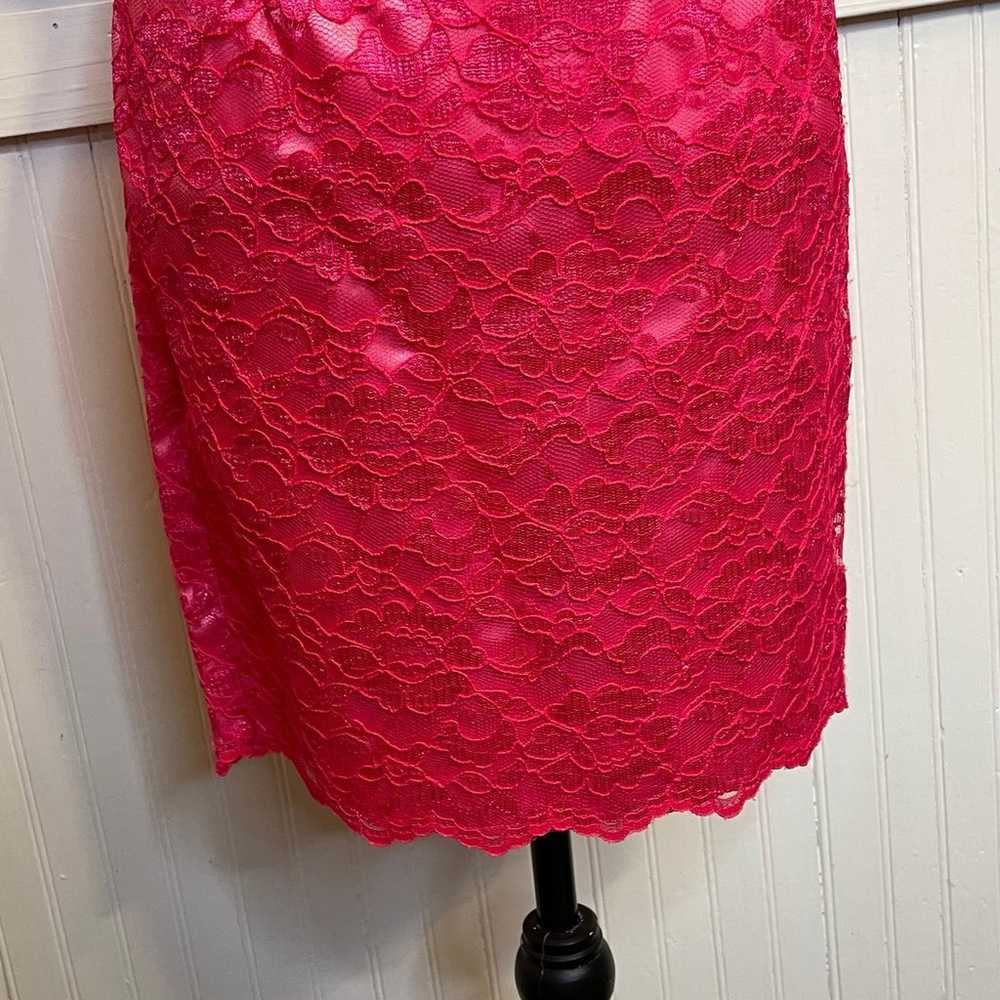 Jessica McClintock 80s vintage, pink lace, mini d… - image 4