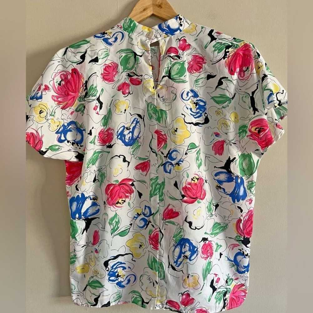 Vintage 80’s Orare floral mock neck poly lightwei… - image 6