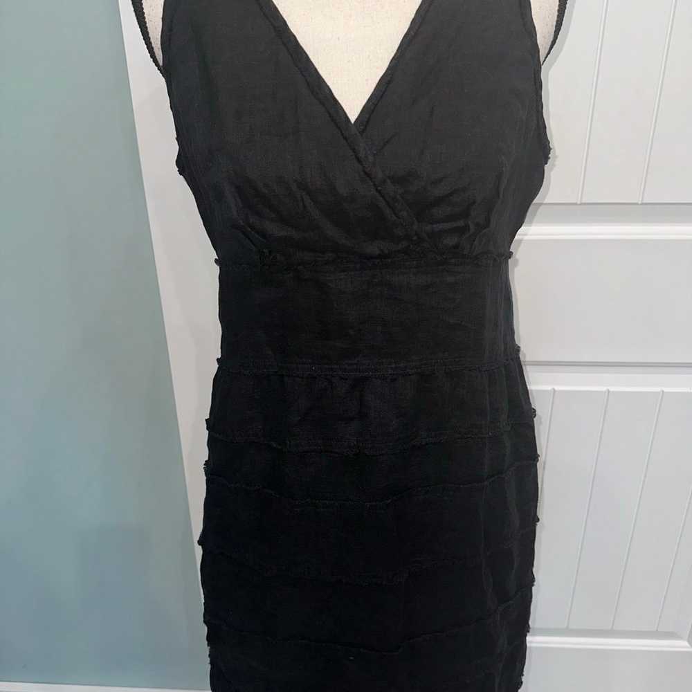 Talbots Black Linen sleeveless ruffle dress size … - image 2