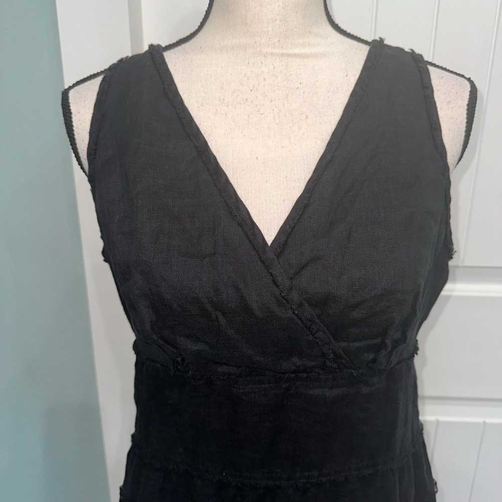 Talbots Black Linen sleeveless ruffle dress size … - image 3