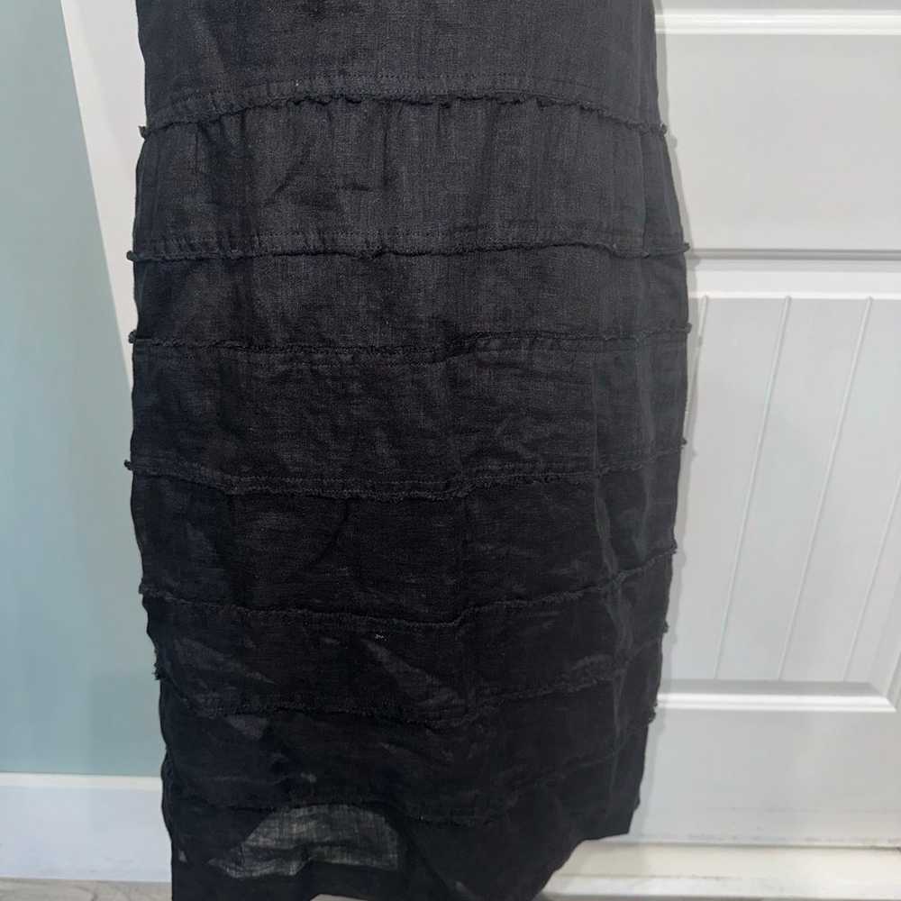 Talbots Black Linen sleeveless ruffle dress size … - image 4