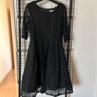 LACE LADIES Black Lace Dress Short Sleeve - image 1