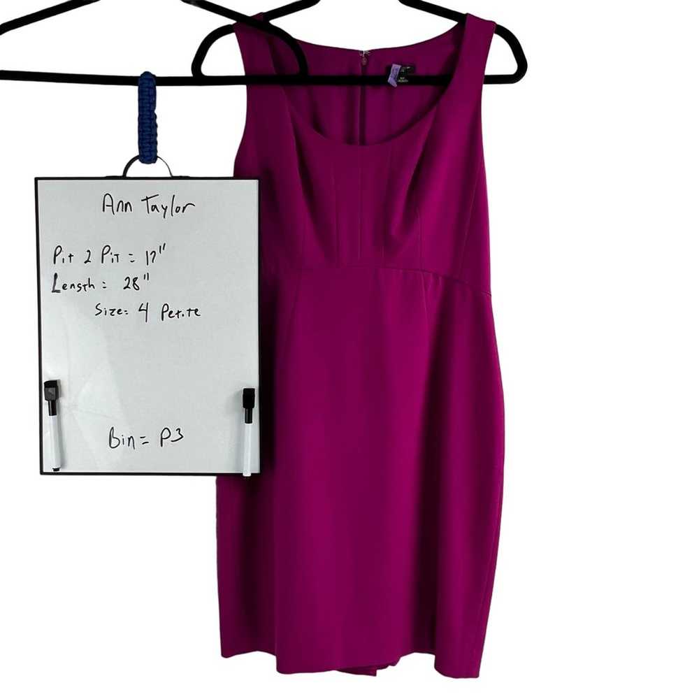 Ann Taylor Fuchsia Scoop Neck Fitted Dress Women … - image 3