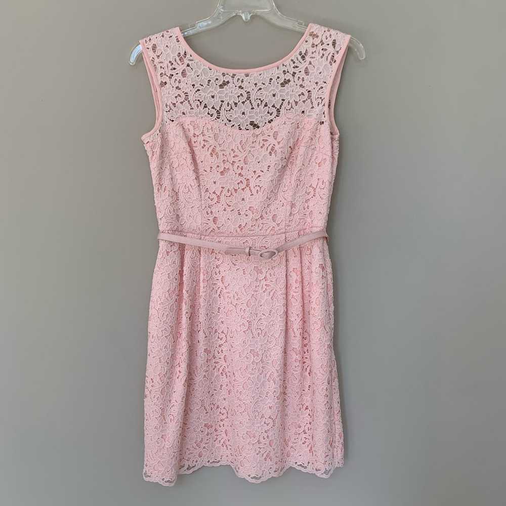 White House Black Market pink lace midi sleeveles… - image 1