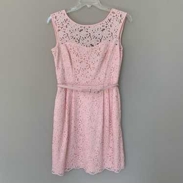 White House Black Market pink lace midi sleeveles… - image 1