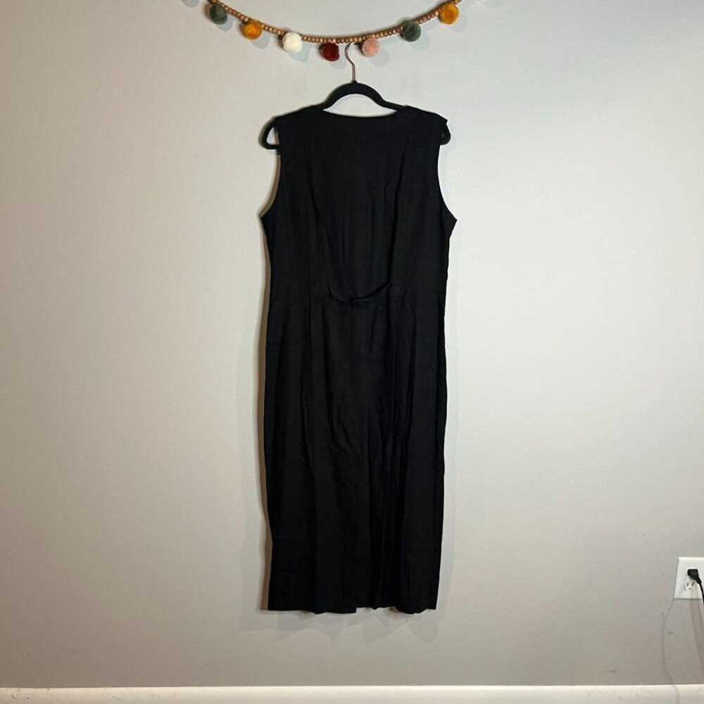 Vintage black linen blend button down maxi dress - image 4