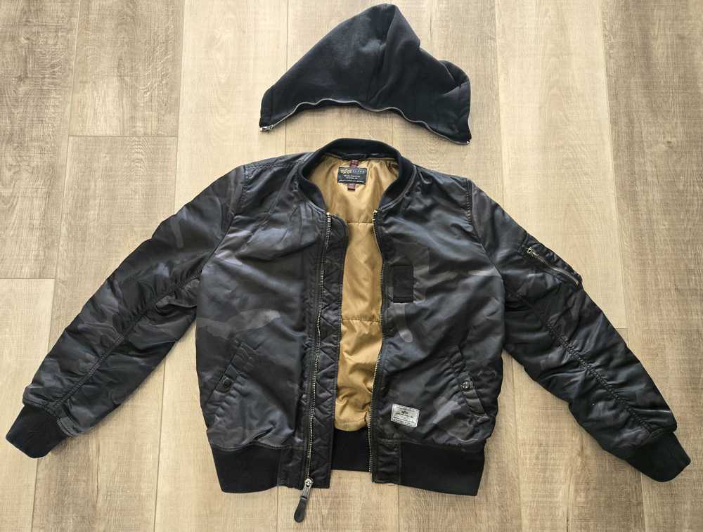 Alpha Industries Black Camo Bomber Jacket W/ Remo… - image 3