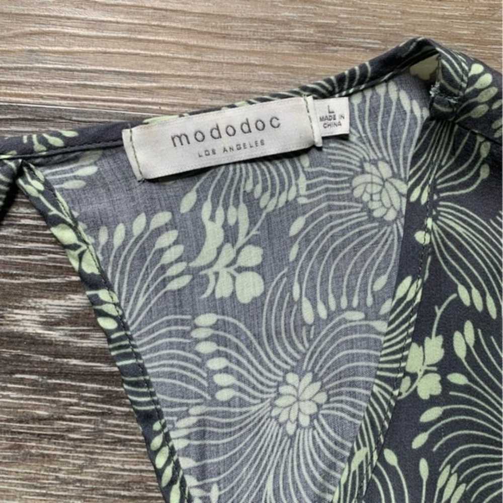 Mododoc Gray & Green Floral Midi Dress L - image 2