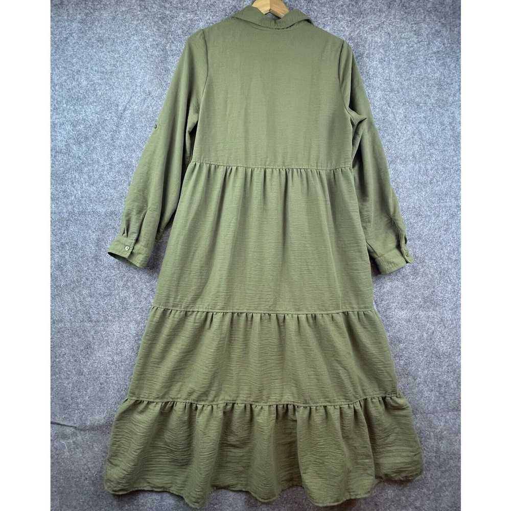 Max Studio London Dress Womens Large Green Tiered… - image 3