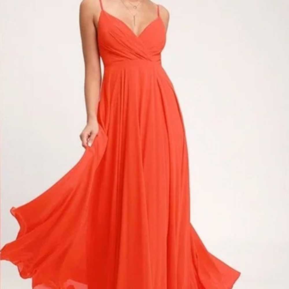 Lulus All About Love Coral Red Maxi Dress - image 1