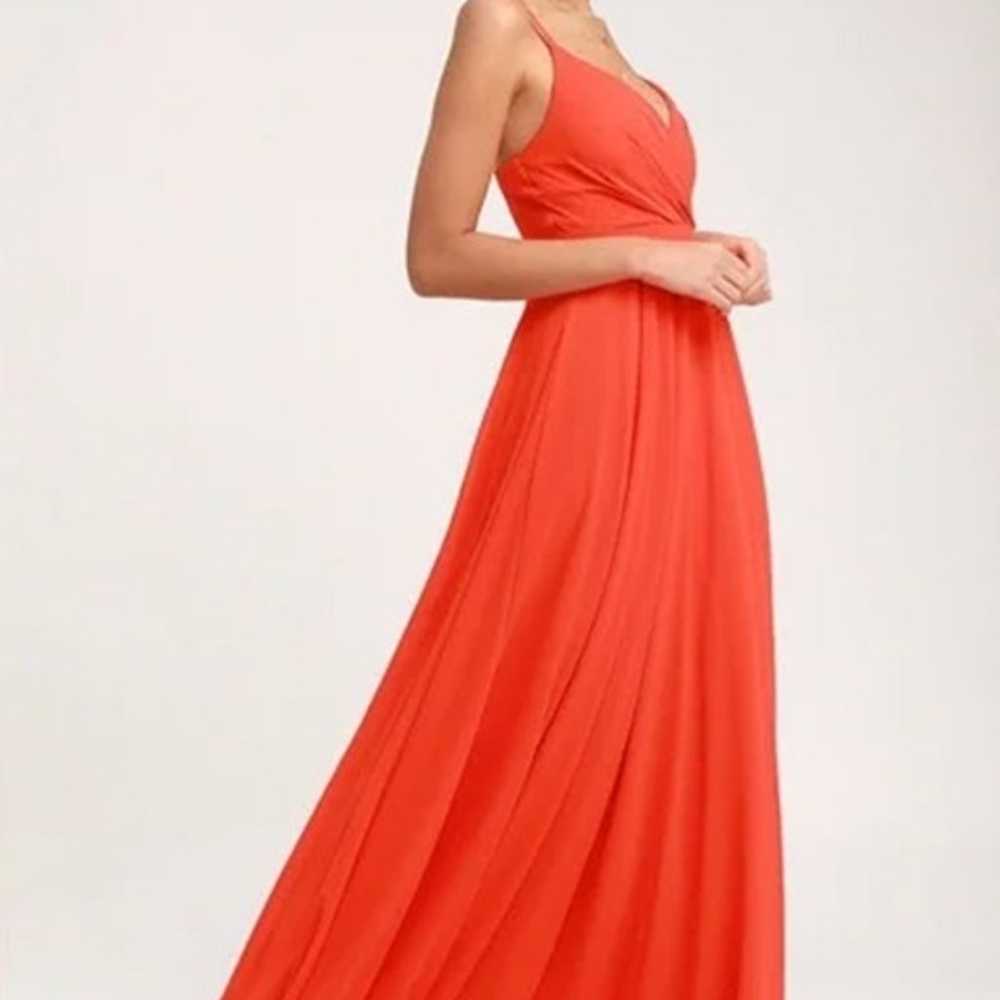 Lulus All About Love Coral Red Maxi Dress - image 2