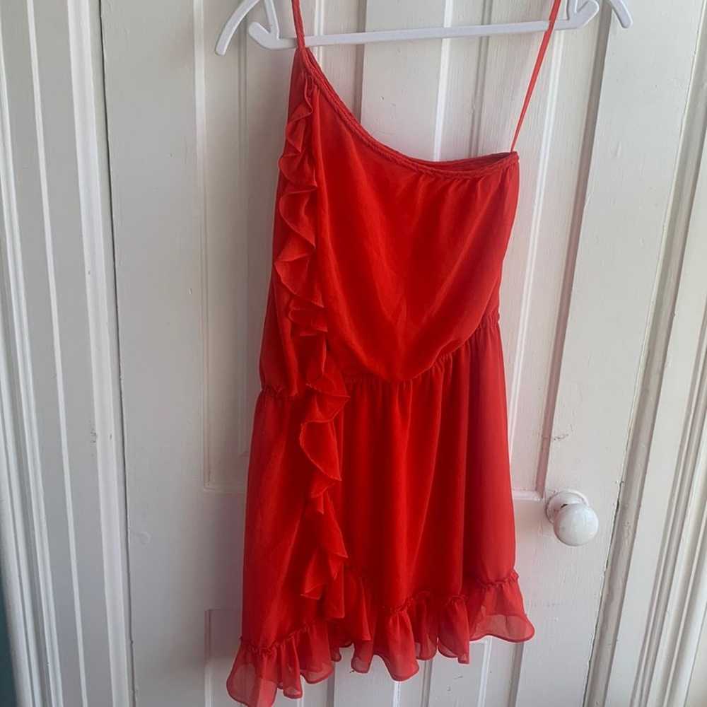 MNG Collection Red Ruffle One Shoulder Dress - image 1