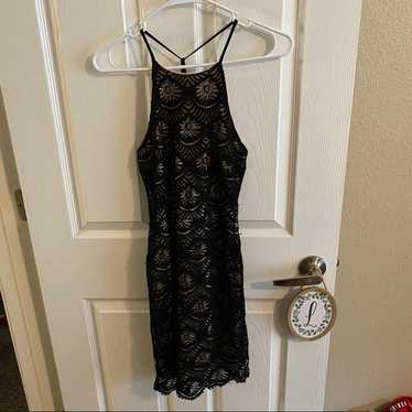 Anthropologie Monteau Black Lace Halter Dress Size