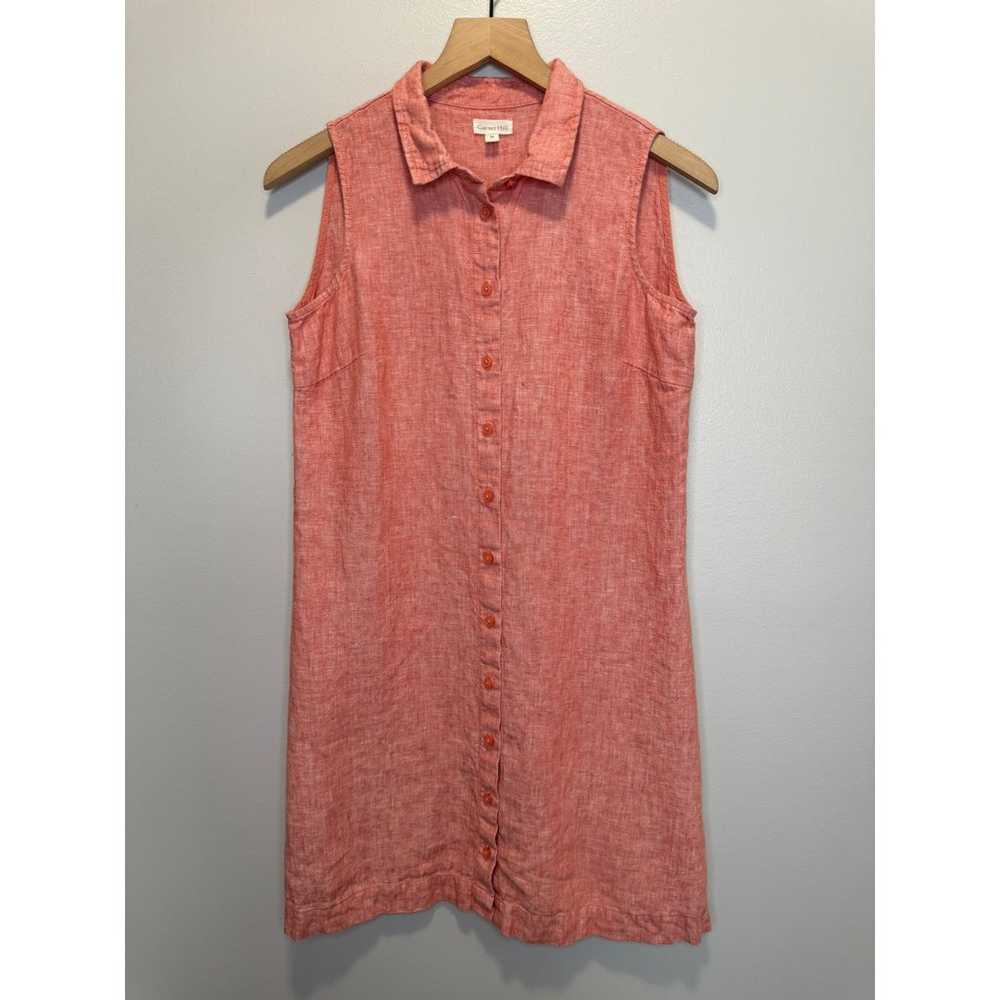 Garnet Hill Linen Shirtdress Coral 4 Button Front… - image 3