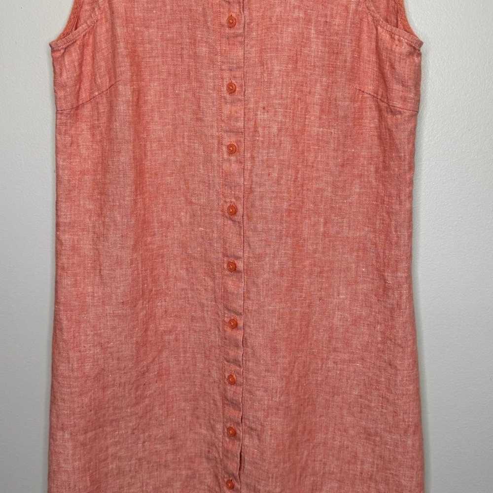 Garnet Hill Linen Shirtdress Coral 4 Button Front… - image 5