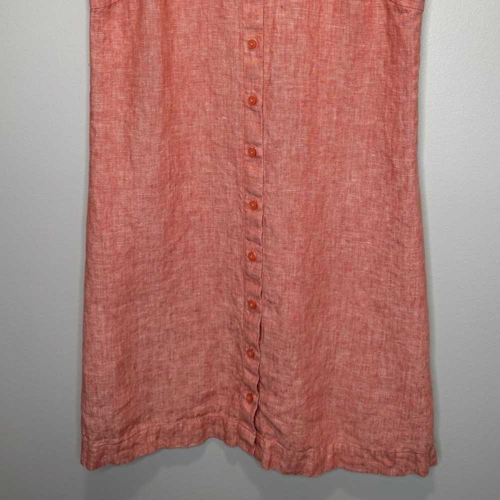 Garnet Hill Linen Shirtdress Coral 4 Button Front… - image 6