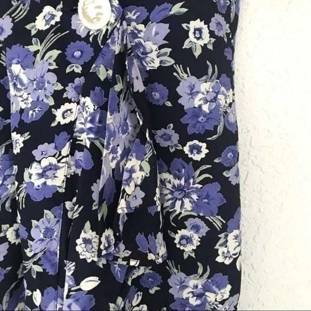 Vintage 90's Floral Print Dress Fitted Faux Wrap … - image 6