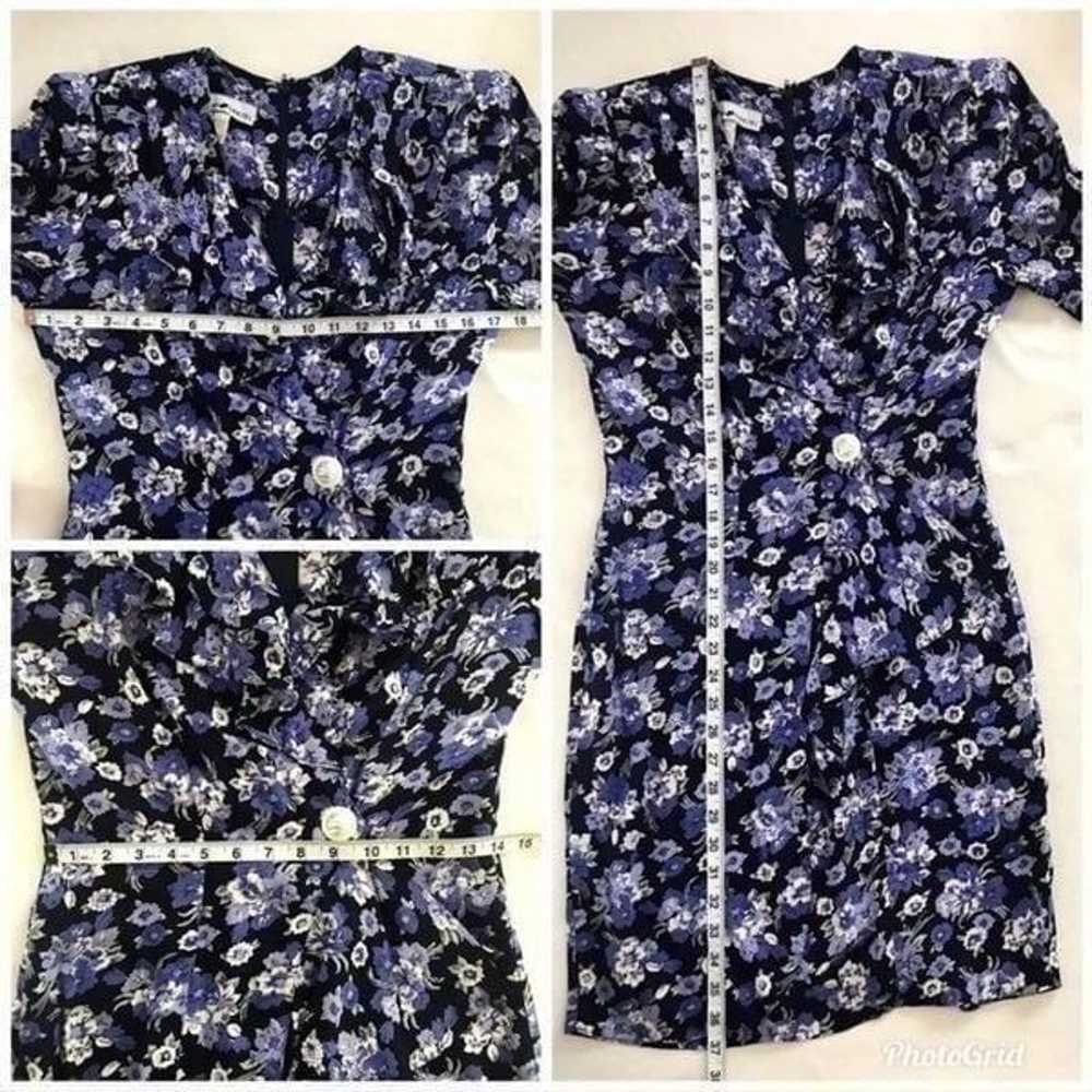 Vintage 90's Floral Print Dress Fitted Faux Wrap … - image 8