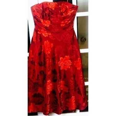 carmen marc valvo floral red dress size