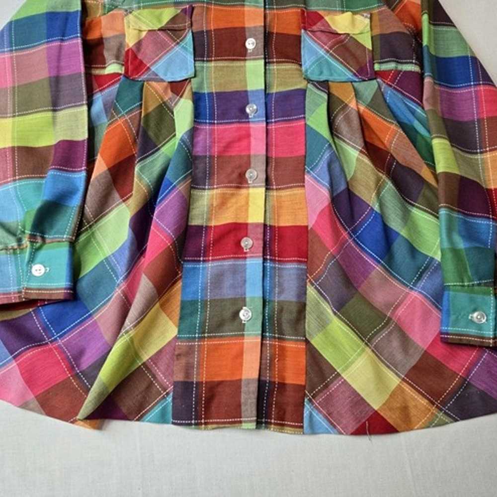 Sears Vintage 70s Rainbow Patchwork Pocket Pleate… - image 4