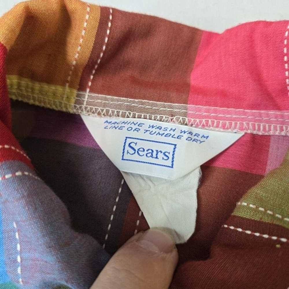 Sears Vintage 70s Rainbow Patchwork Pocket Pleate… - image 6