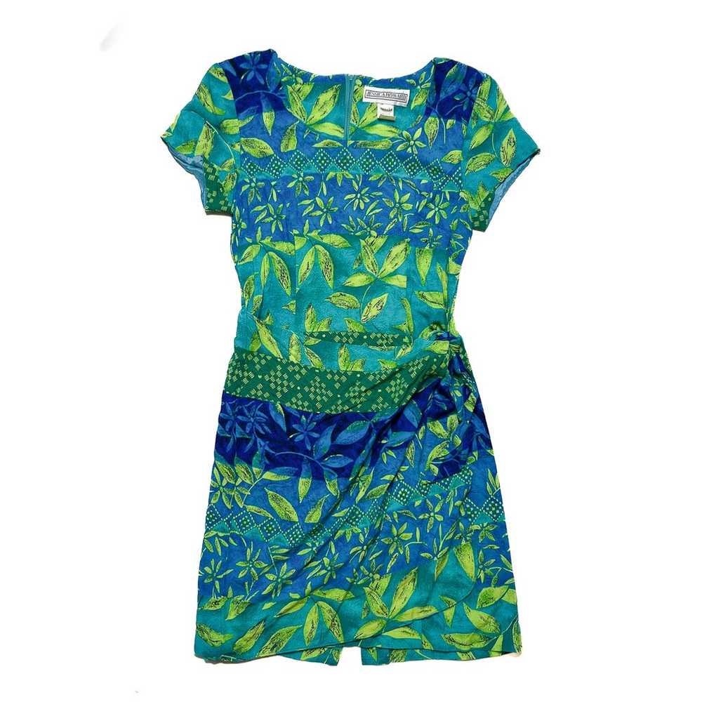 Jessica Howard Vintage Tropical Print Wrap Dress … - image 1