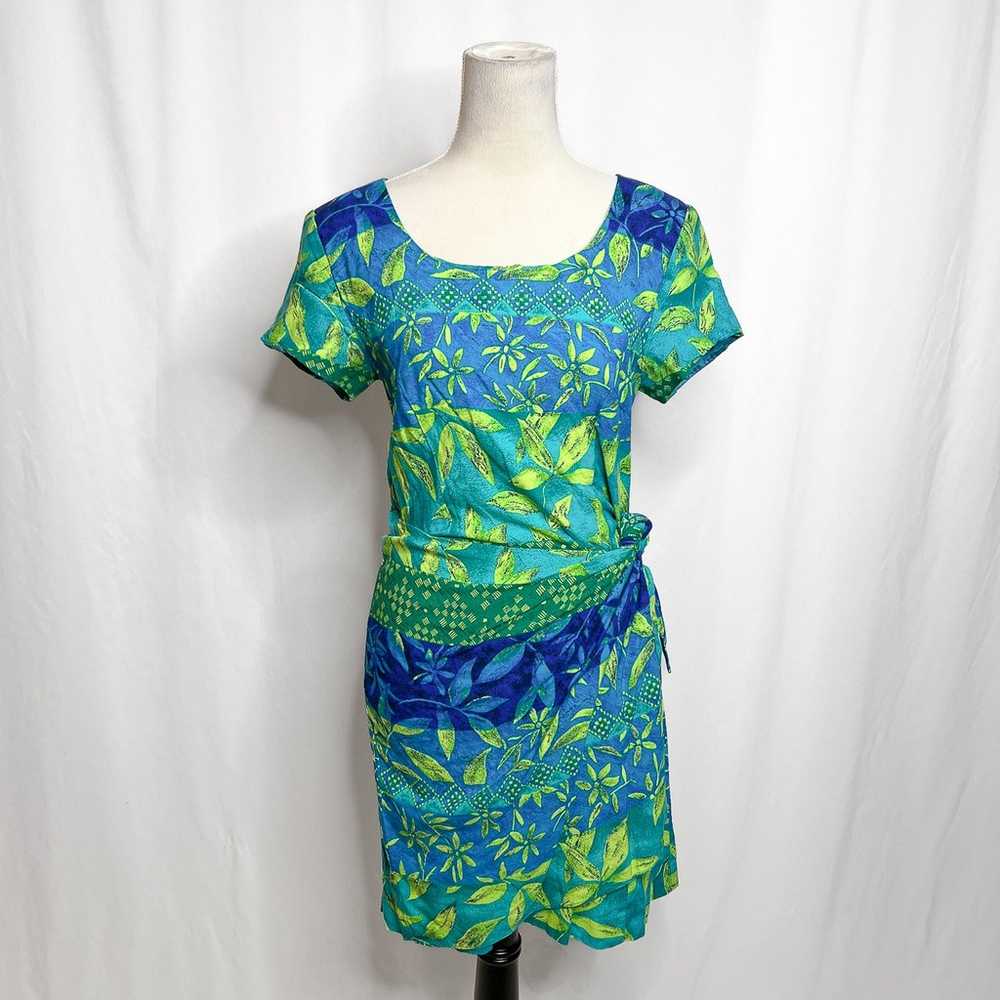 Jessica Howard Vintage Tropical Print Wrap Dress … - image 2