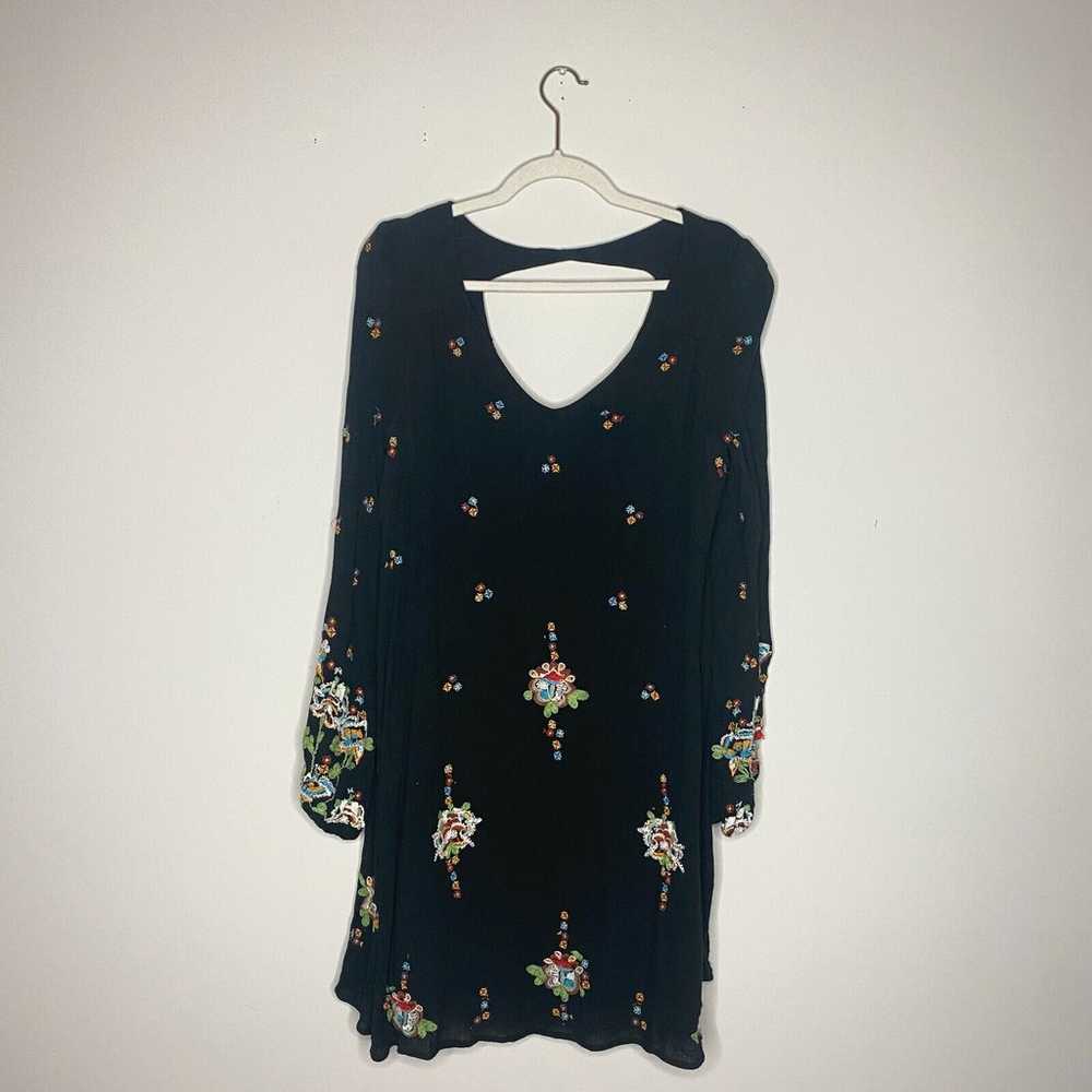 Free People Womens Dress Large Black Oxford Embro… - image 2