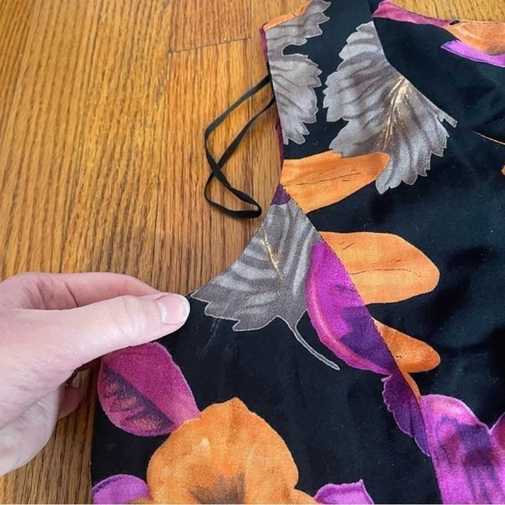 VINTAGE VTG DRESSBARN Black Orange Purple Floral … - image 12