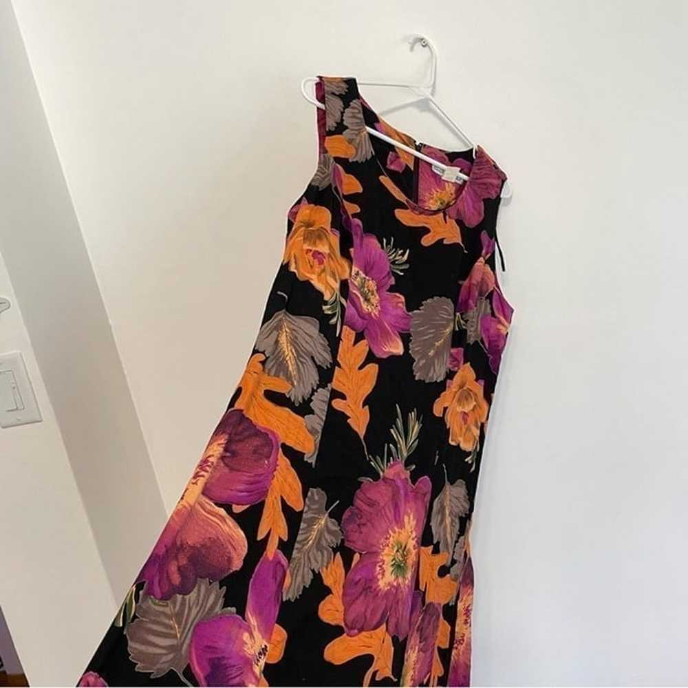 VINTAGE VTG DRESSBARN Black Orange Purple Floral … - image 5