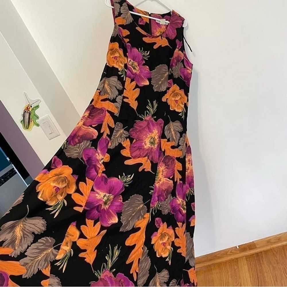 VINTAGE VTG DRESSBARN Black Orange Purple Floral … - image 8