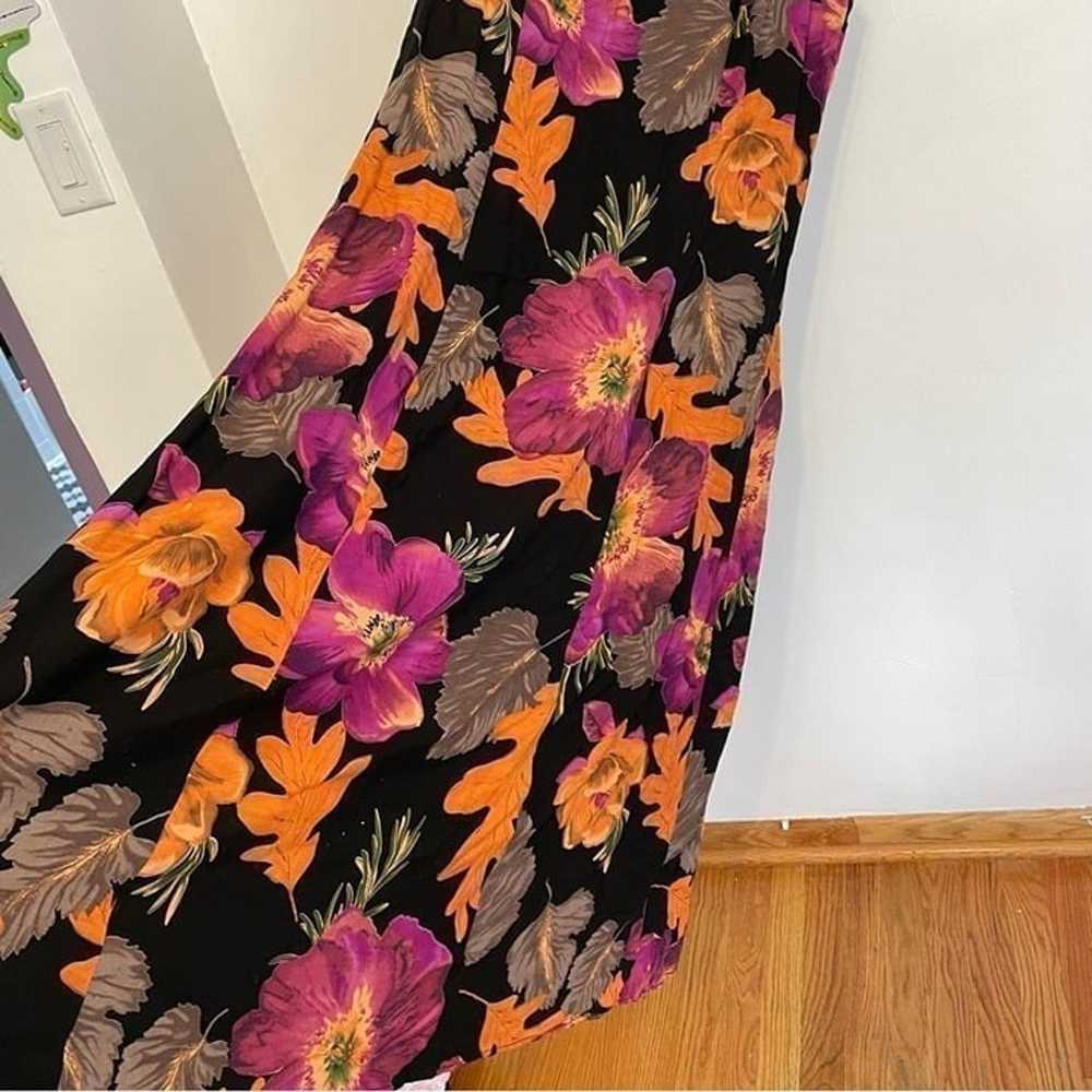 VINTAGE VTG DRESSBARN Black Orange Purple Floral … - image 9