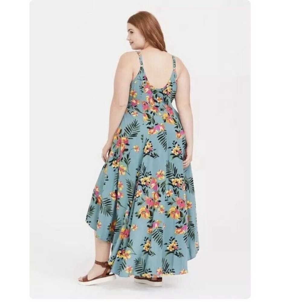 Torrid Green Floral Challis High-Low Sleeveless M… - image 4