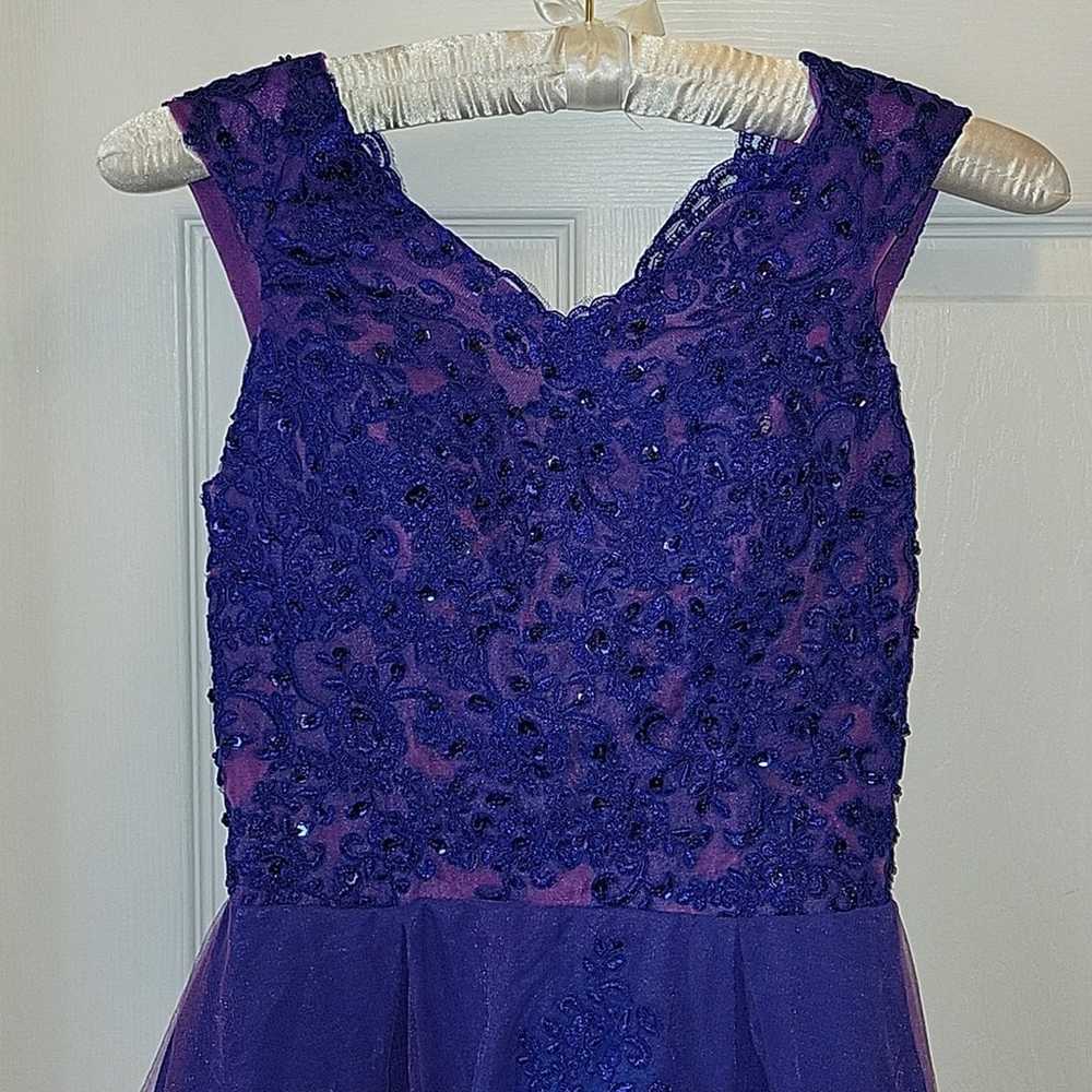 Custom made blue purple Embroidered sleeveless fo… - image 2